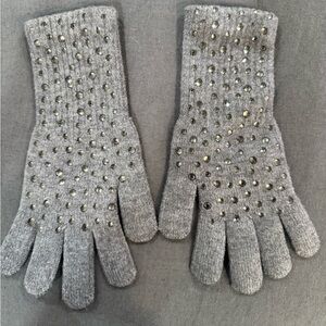 Gray Rhinestone Gloves